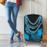 Blue Hawaii Kukui Nut Lei Luggage Cover Hawaiian Pattern Monstera Tropical Vibes - Polynesian Pride