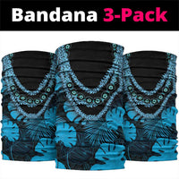 Blue Hawaii Kukui Nut Lei Neck Gaiter Hawaiian Pattern Monstera Tropical Vibes - Polynesian Pride