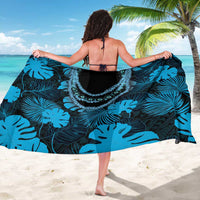 Blue Hawaii Kukui Nut Lei Sarong Hawaiian Pattern Monstera Tropical Vibes - Polynesian Pride