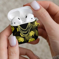 Yellow Hawaii Kukui Nut Lei AirPods Case Hawaiian Pattern Monstera Tropical Vibes - undefined