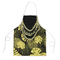 Yellow Hawaii Kukui Nut Lei Apron Hawaiian Pattern Monstera Tropical Vibes - Polynesian Pride