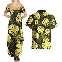 Yellow Hawaii Kukui Nut Lei Couples Matching Summer Maxi Dress and Hawaiian Shirt Hawaiian Pattern Monstera Tropical Vibes - Polynesian Pride