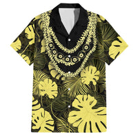 Yellow Hawaii Kukui Nut Lei Family Matching Tank Maxi Dress and Hawaiian Shirt Hawaiian Pattern Monstera Tropical Vibes - Polynesian Pride