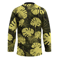 Yellow Hawaii Kukui Nut Lei Hockey Jersey Hawaiian Pattern Monstera Tropical Vibes - Polynesian Pride