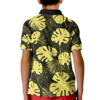 Yellow Hawaii Kukui Nut Lei Kid Polo Shirt Hawaiian Pattern Monstera Tropical Vibes - Polynesian Pride