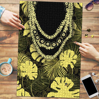 Yellow Hawaii Kukui Nut Lei Puzzle Hawaiian Pattern Monstera Tropical Vibes - Polynesian Pride