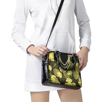 Yellow Hawaii Kukui Nut Lei Shoulder Handbag Hawaiian Pattern Monstera Tropical Vibes - Polynesian Pride