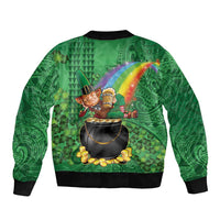 Hawaii Saint Patrick's Day Bomber Jacket Funny Leprechaun With Pot Of Gold - Polynesian Tattoo