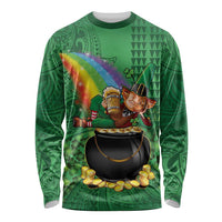 Hawaii Saint Patrick's Day Long Sleeve Shirt Funny Leprechaun With Pot Of Gold - Polynesian Tattoo LT14 Unisex Green - Polynesian Pride