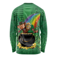 Hawaii Saint Patrick's Day Long Sleeve Shirt Funny Leprechaun With Pot Of Gold - Polynesian Tattoo LT14 - Polynesian Pride