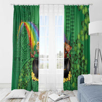 Hawaii Saint Patrick's Day Window Curtain Funny Leprechaun With Pot Of Gold - Polynesian Tattoo