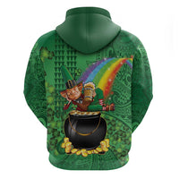 Hawaii Saint Patrick's Day Zip Hoodie Funny Leprechaun With Pot Of Gold - Polynesian Tattoo LT14 - Polynesian Pride