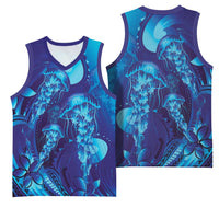 Purple Paradise Polynesia Jellyfish Basketball Jersey Plumeria Polynesian Tattoo Glowing Vibes