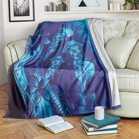 Purple Paradise Polynesia Jellyfish Blanket Plumeria Polynesian Tattoo Glowing Vibes