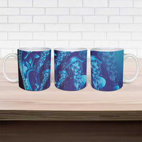 Purple Paradise Polynesia Jellyfish Ceramic Mug Plumeria Polynesian Tattoo Glowing Vibes