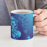 Purple Paradise Polynesia Jellyfish Ceramic Mug Plumeria Polynesian Tattoo Glowing Vibes