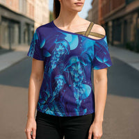 Purple Paradise Polynesia Jellyfish Cross Shoulder Shirt Plumeria Polynesian Tattoo Glowing Vibes