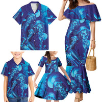 Purple Paradise Polynesia Jellyfish Family Matching Mermaid Dress and Hawaiian Shirt Plumeria Polynesian Tattoo Glowing Vibes LT14 - Polynesian Pride