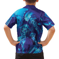 Purple Paradise Polynesia Jellyfish Family Matching Puletasi and Hawaiian Shirt Plumeria Polynesian Tattoo Glowing Vibes