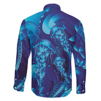 Purple Paradise Polynesia Jellyfish Family Matching Summer Maxi Dress and Hawaiian Shirt Plumeria Polynesian Tattoo Glowing Vibes LT14 - Polynesian Pride