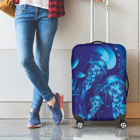 Purple Paradise Polynesia Jellyfish Luggage Cover Plumeria Polynesian Tattoo Glowing Vibes