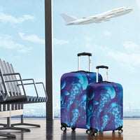 Purple Paradise Polynesia Jellyfish Luggage Cover Plumeria Polynesian Tattoo Glowing Vibes