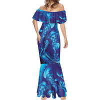 Purple Paradise Polynesia Jellyfish Mermaid Dress Plumeria Polynesian Tattoo Glowing Vibes LT14 - Polynesian Pride