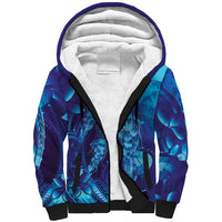 Purple Paradise Polynesia Jellyfish Sherpa Hoodie Plumeria Polynesian Tattoo Glowing Vibes LT14 Unisex Purple - Polynesian Pride