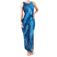 Blue Gradient Polynesia Jellyfish Family Matching Tank Maxi Dress and Hawaiian Shirt Plumeria Polynesian Tattoo Glowing Vibes