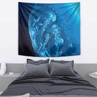 Blue Gradient Polynesia Jellyfish Tapestry Plumeria Polynesian Tattoo Glowing Vibes LT14 - Polynesian Pride