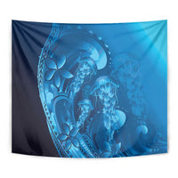 Blue Gradient Polynesia Jellyfish Tapestry Plumeria Polynesian Tattoo Glowing Vibes LT14 - Polynesian Pride