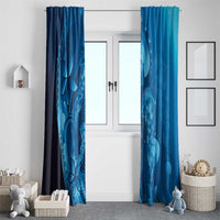 Blue Gradient Polynesia Jellyfish Window Curtain Plumeria Polynesian Tattoo Glowing Vibes