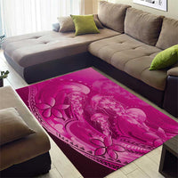 Pink Gradient Polynesia Jellyfish Area Rug Plumeria Polynesian Tattoo Glowing Vibes LT14 - Polynesian Pride