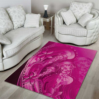 Pink Gradient Polynesia Jellyfish Area Rug Plumeria Polynesian Tattoo Glowing Vibes LT14 - Polynesian Pride