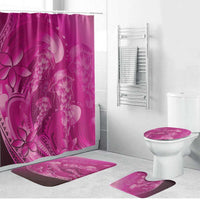 Pink Gradient Polynesia Jellyfish Bathroom Set Plumeria Polynesian Tattoo Glowing Vibes