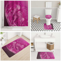 Pink Gradient Polynesia Jellyfish Bathroom Set Plumeria Polynesian Tattoo Glowing Vibes