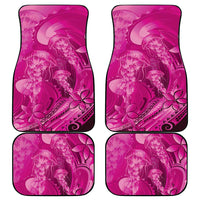 Pink Gradient Polynesia Jellyfish Car Mats Plumeria Polynesian Tattoo Glowing Vibes