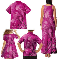 Pink Gradient Polynesia Jellyfish Family Matching Tank Maxi Dress and Hawaiian Shirt Plumeria Polynesian Tattoo Glowing Vibes