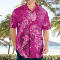 Pink Gradient Polynesia Jellyfish Hawaiian Shirt Plumeria Polynesian Tattoo Glowing Vibes