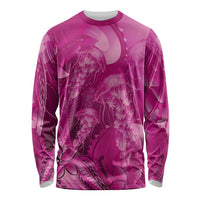 Pink Gradient Polynesia Jellyfish Long Sleeve Shirt Plumeria Polynesian Tattoo Glowing Vibes