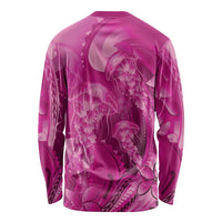 Pink Gradient Polynesia Jellyfish Long Sleeve Shirt Plumeria Polynesian Tattoo Glowing Vibes