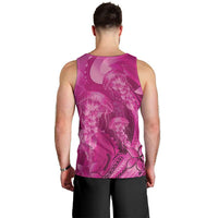 Pink Gradient Polynesia Jellyfish Men Tank Top Plumeria Polynesian Tattoo Glowing Vibes