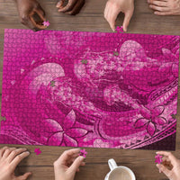 Pink Gradient Polynesia Jellyfish Puzzle Plumeria Polynesian Tattoo Glowing Vibes