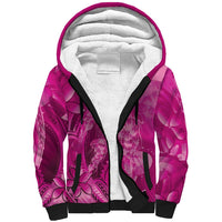Pink Gradient Polynesia Jellyfish Sherpa Hoodie Plumeria Polynesian Tattoo Glowing Vibes