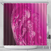 Pink Gradient Polynesia Jellyfish Shower Curtain Plumeria Polynesian Tattoo Glowing Vibes