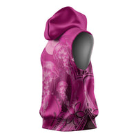 Pink Gradient Polynesia Jellyfish Sleeveless Hoodie Plumeria Polynesian Tattoo Glowing Vibes