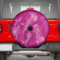 Pink Gradient Polynesia Jellyfish Spare Tire Cover Plumeria Polynesian Tattoo Glowing Vibes