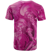 Pink Gradient Polynesia Jellyfish T Shirt Plumeria Polynesian Tattoo Glowing Vibes