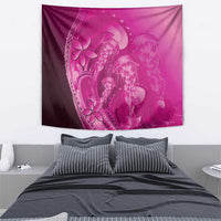 Pink Gradient Polynesia Jellyfish Tapestry Plumeria Polynesian Tattoo Glowing Vibes