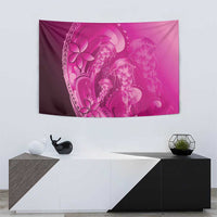 Pink Gradient Polynesia Jellyfish Tapestry Plumeria Polynesian Tattoo Glowing Vibes